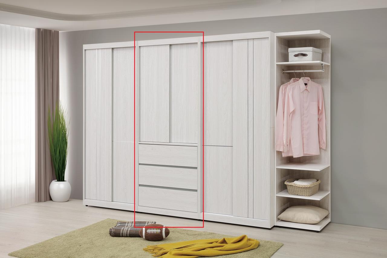 科琳2.7尺三抽推門衣櫥